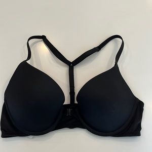 Victoria’s Secret PINK Black Front-clasp Push-up T-shirt Bra 34B